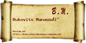 Bukovits Manassé névjegykártya