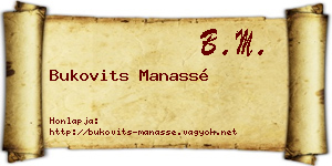 Bukovits Manassé névjegykártya